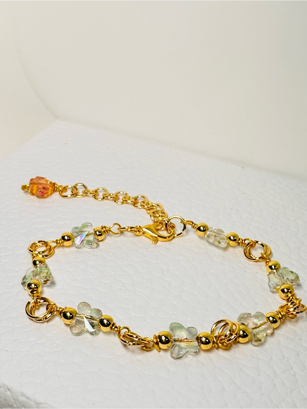 Swarovski Crystal beads Bracelet with Clear and Amber Accents - Picture 11 of 12